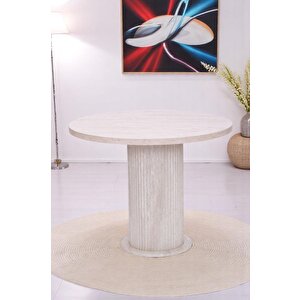 Bohem Yuvarlak Lak Panel Mutfak Masası 100cm Bej
