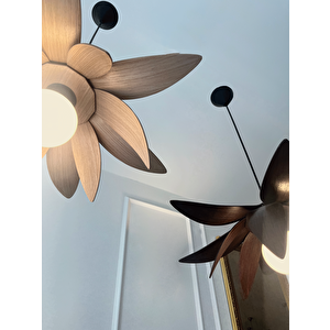Lotus Avize – Ahşap Modern Ve Minimal Tasarım Avize, İskandinav Salon Ve Oturma Odası Aydınlatması (açık Meşe)