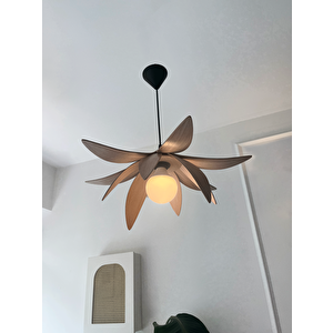 Lotus Avize – Ahşap Modern Ve Minimal Tasarım Avize, İskandinav Salon Ve Oturma Odası Aydınlatması (açık Meşe) Açık Meşe