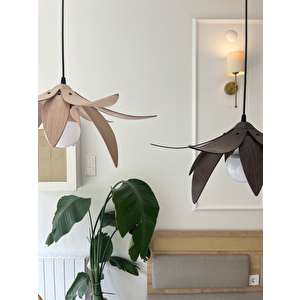 Lotus Avize – Ahşap Modern Ve Minimal Tasarım Avize, İskandinav Salon Ve Oturma Odası Aydınlatması (açık Meşe) Açık Meşe