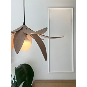 Lotus Avize – Ahşap Modern Ve Minimal Tasarım Avize, İskandinav Salon Ve Oturma Odası Aydınlatması (açık Meşe)