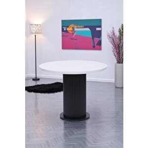 Bohem Yuvarlak Lak Panel Mutfak Masası 100cm Siyah