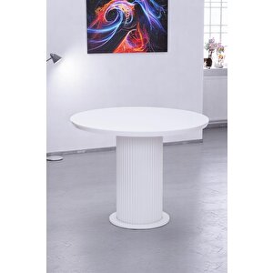 Bohem Yuvarlak Lak Panel Mutfak Masası 100cm Beyaz