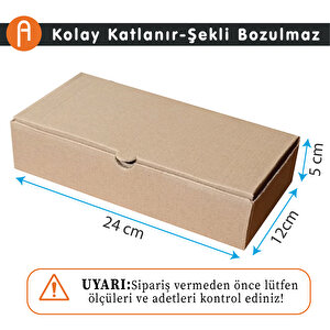 24x12x5cm Karton-Kutu |25 ADET | Kraft Renk E-Ticaret-Kargo-Ürün-Hediye Kutusu