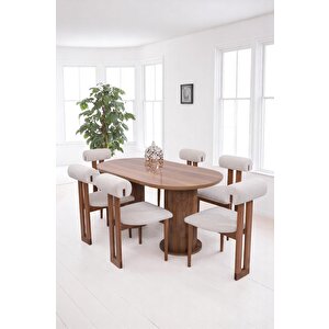 Bohem Rixos Lak Panel Yemek Masa 6 Adet Sandalye Takımı 90x170cm