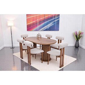 Bohem Rixos Lak Panel Yemek Masa 6 Adet Sandalye Takımı 90x170cm