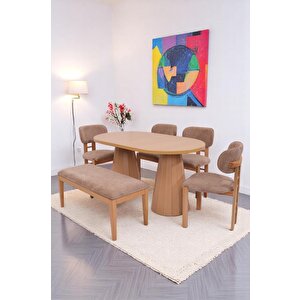 Bohem Rodi Banklı Açılır Yemek Masa Sandalye Takımı 90x160cm
