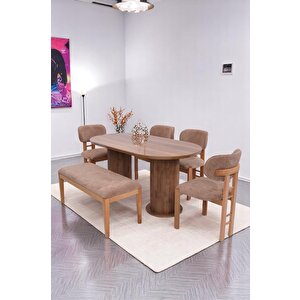 Bohem Rodi Banklı Açılır Yemek Masa Sandalye Takımı 90x160cm