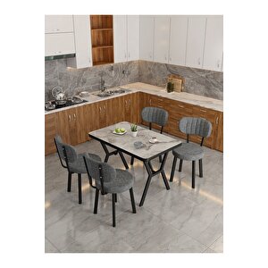 Azra 70x110cm Efes Mutfak Masası, Mutfak Masası Takımı, Yemek Masası, 4 Koyu Gri Sandalye