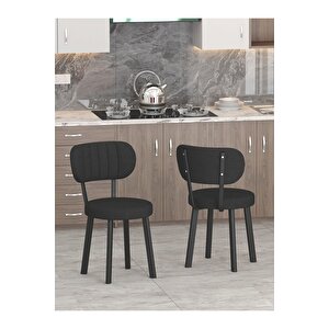 Azra 70x110cm Atlantik Mutfak Masası, Mutfak Masası Takımı, Yemek Masası, 4 Siyah Sandalye