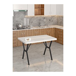 Azra 70x110cm Beyaz Mutfak Masası, Mutfak Masası Takımı, Yemek Masası, 4 Antrasit Sandalye
