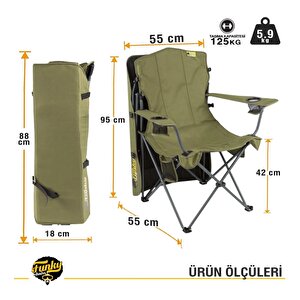 Tenteli Gölgelikli Kamp Sandalyesi Haki