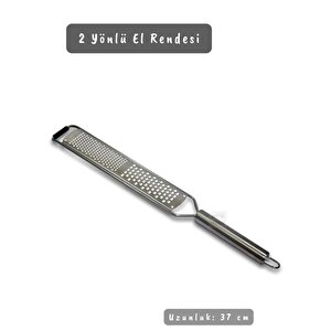 Paslanmaz Çelik El Rendesi Peynir Rendesi 2 Yönlü El Rendesi İnox 37 Cm