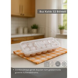 12 Bölmeli Buz Kalıbı Esnek Silikon Buz Küpü Bpa Free Yuvarlak Bas Parmak Buzluk Çapı 3,5 Cm Pembe