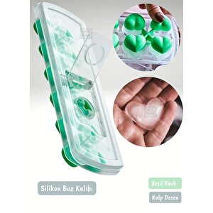 Buz Kalıbı Silikon Buzluk 12 Bölmeli Kalp Desenli Buz Küpü Bpa Free
