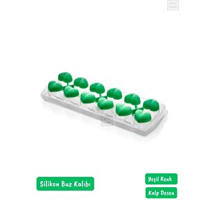 Buz Kalıbı Silikon Buzluk 12 Bölmeli Kalp Desenli Buz Küpü Bpa Free