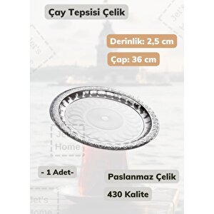 Çelik Çay Tepsisi 36 Cm Paslanmaz Çelik Tepsi