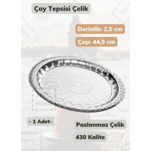 Çelik Çay Tepsisi 44,5 Cm Paslanmaz Çelik Tepsi