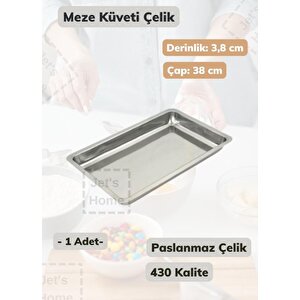 Çelik Meze Küveti 38 Cm Paslanmaz Çelik Tabak