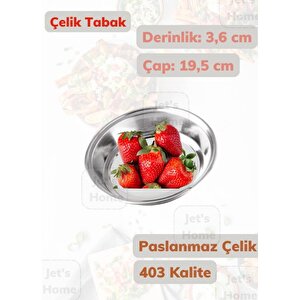 Çelik Tabak 19,5 Cm No:4 Paslanmaz Tabak 430 Kalite Çelik