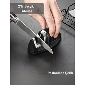 Bıçak Bileme Aleti Iki Kısımlı Et Bıçağı Bileyici Paslanmaz Çelik 10 Cm