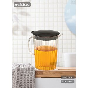 Siyah Kapaklı Sürahi Plastik 2,1 Litre Bpa Free