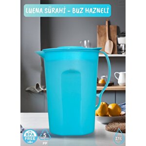 Luena Sürahi Pp-5 Kokusuz Sürahi Soğutuculu Turkuaz Sürahi Bpa Free 2,1 L