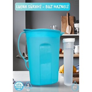 Luena Sürahi Pp-5 Kokusuz Sürahi Soğutuculu Turkuaz Sürahi Bpa Free 2,1 L