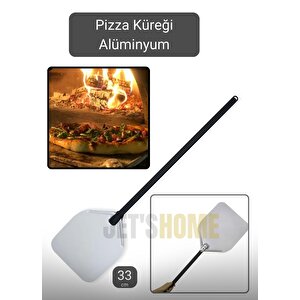 Pizza Küreği Alüminyum Lahmacun Küreği Saplı Fırın Küreği Asılabilir 33 Cm Çaplı