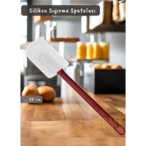 Silikon Spatula Karıştırma Spatulası Sıyırma Spatulası Isıya Dayanıklı Asma Delikli Küçük Boy 25 Cm