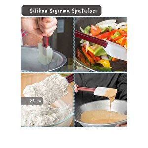 Silikon Spatula Karıştırma Spatulası Sıyırma Spatulası Isıya Dayanıklı Asma Delikli Küçük Boy 25 Cm