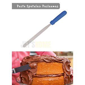 Düz Pasta Spatulası Paslanmaz Krema Spatula Çelik Büyük Boy 43 Cm