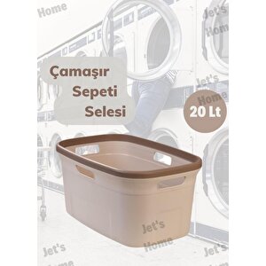 Çamaşır Selesi Dayanıklı Çamaşır Sepeti Krem Bej 20 Litre