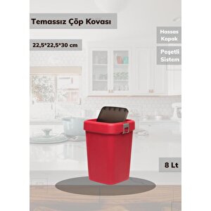 Çöp Kovası Tezgah Üstü Çöp Kutusu Kırmızı 8 Litre