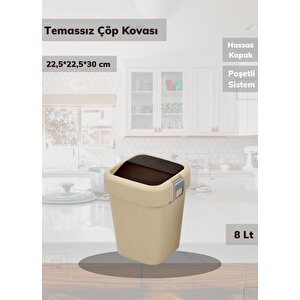 Çöp Kovası Tezgah Üstü Çöp Kutusu Küçük Bej 8 Litre