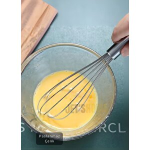 Çelik Çırpıcı Orta Boy Yumurta Çırpıcı Kek Çırpıcı Çorba Çırpıcısı 25 Cm
