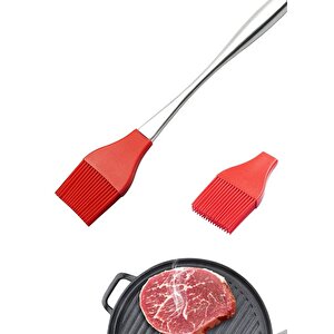 Yumurta Fırçası Mutfak Fırçası Paslanmaz Saplı Sos Fırçası Hamur Fırçası Silikon Kırmızı 31.5 Cm