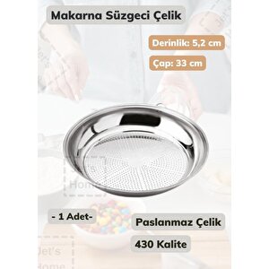 Makarna Süzgeci 33 Cm Paslanmaz Çelik Süzgeç İnce