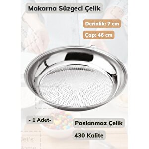 Makarna Süzgeci 46 Cm Paslanmaz Çelik Süzgeç İnce