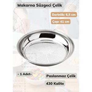Makarna Süzgeci 41 Cm Paslanmaz Çelik Süzgeç İnce