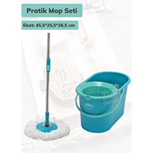 Pratik Mop Seti Temizlik Kovası Döner Başlıklı Paspas Temizlik Seti