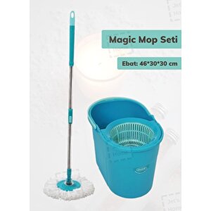 Magic Mop Seti Paspas Temizlik Seti Döner Başlıklı Temizlik Kovası