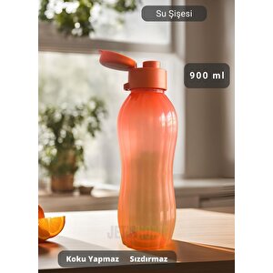 Su Şişesi Sızdırmaz Kapak Okul Matarası Bpa Free Suluk Orta Boy Kokusuz Matara Turuncu 900 Ml