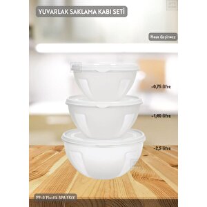 3’lü Yuvarlak Saklama Kabı Seti Hava Geçirmez Bpa Free