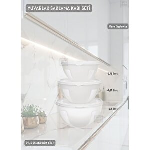 3’lü Yuvarlak Saklama Kabı Seti Hava Geçirmez Bpa Free