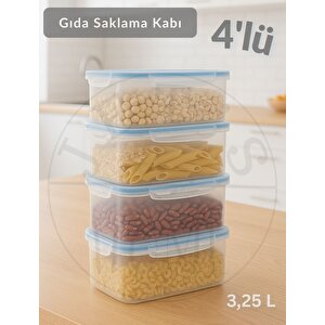 4'lü Vakumlu Saklama Kabı Seti Hava Almaz Bpa Free Kilitlenebilir gıda Erzak Kabı 3.25 l