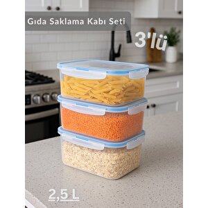 3'lü Vakumlu Saklama Kabı Seti Hava Almaz Bpa Free Kilitlenebilir gıda Erzak Kabı 1,9 L