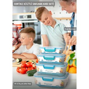 4’lü Contalı Saklama Kabı Seti Kilitleme Mekanizmalı Hava Geçirmez Bpa Free