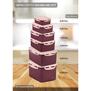 6’lı Contalı Saklama Kabı Seti Kilitleme Mekanizmalı Hava Geçirmez Bpa Free