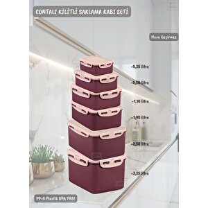 6’lı Contalı Saklama Kabı Seti Kilitleme Mekanizmalı Hava Geçirmez Bpa Free